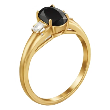 gold ring with black oval diamond sticker