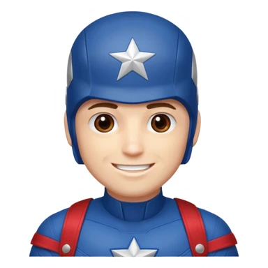 Make a man with brown eyes wearing a Captain America costume who is laughing sticker
