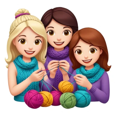 Friends knitting together sticker