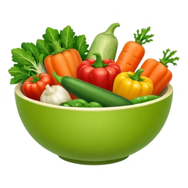 Healthy home cooking humanless avatar in clean style vibrant illustration. Fresh vegetables bowl, green tones, simple shapes, flat design, friendly and light. sticker