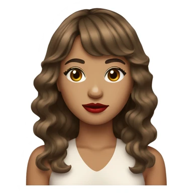 girl with tan skin brown wavy hair curtain bangs and red lips sticker