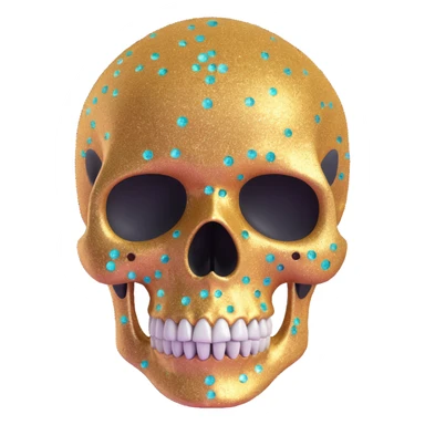 a glittery skull with sparkling highlights, shimmering textures, vibrant and eye-catching appearance sticker