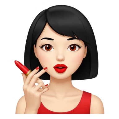 Chicas con pelo negro y corte bob haciendo que se muerde el dedo de manera picara sticker