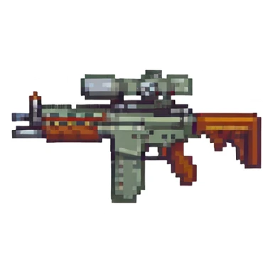 Battle rifle from Halo game, pixel art style sticker