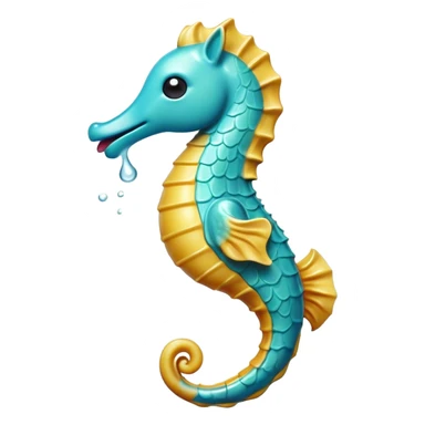 Cinematic Realistic Cute Yawning Sea Horse Portrait Emoji, Head tilted slightly with a dramatic, wide-open yawn, showcasing a soft, flowing body with gently drooping fins and half-closed, drowsy eyes rendered in delicate detail, high shine, relaxed yet expressive, styled with a dash of underwater charm, soft glowing outline, capturing the essence of a sleepy yet affectionate sea horse that appears ready to rest in tranquil water. sticker