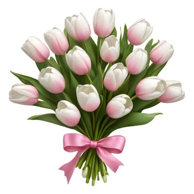 bouquet of white tulips and some pink tulips with a bow around it sticker