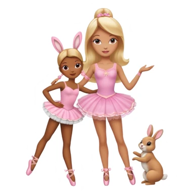 Brown skin blonde hair barbie ballerina holding bunny  sticker
