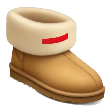 Ugg platform camel colored slipper with thin red line on the cuff sticker