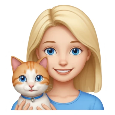 smiling girl with a cat with the girl with blue eyes sticker