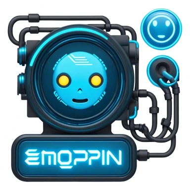 cyberpunk style blue neon system code sticker