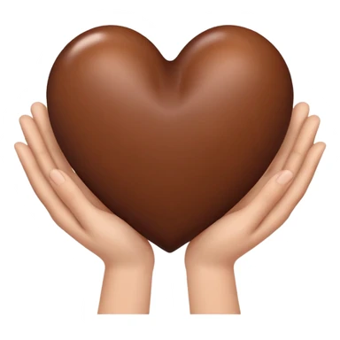 hands inside a brown heart sticker