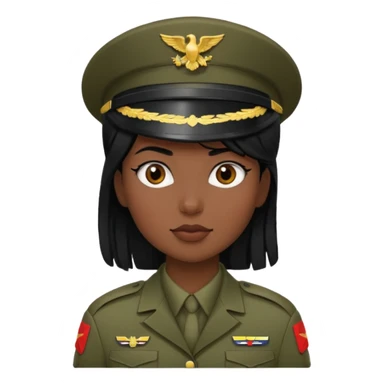 female soldier blac hair style sticker