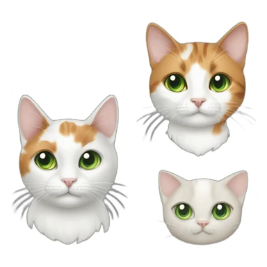 1 calico cat and 1 white cat green eyes sticker