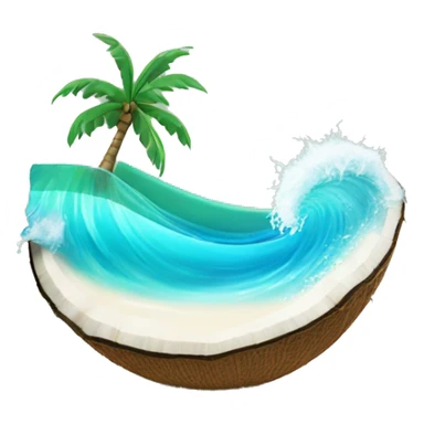 Tropical water wave with a coconut sticker