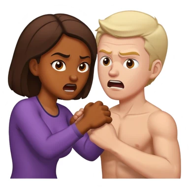 Brown skin woman white man tussling sticker