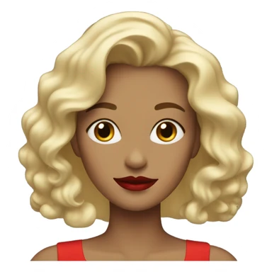 blonde woman with wavy hair wearing red lipstick sticker