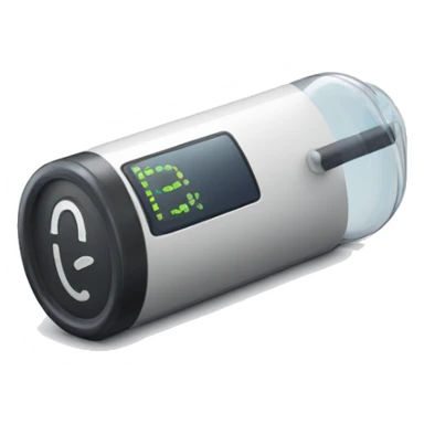 Small device with a large screen. On the screen is a steady graph. Attached to the device is a thin clear tube. sticker