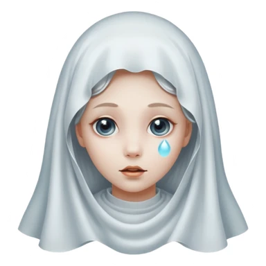 classic girl ghost, sheet with eye holes, bow on head, floating sticker