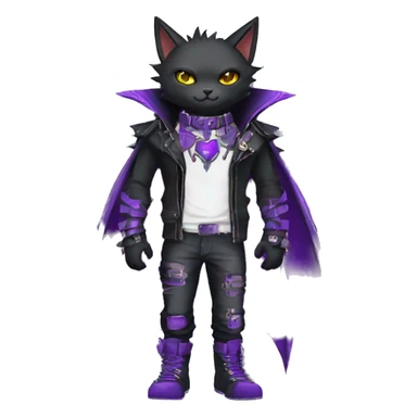 cool edgy black punk Purple nargacuga-bat-cat-Fakemon collar full body sticker
