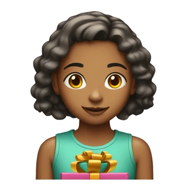 Young girl with present sticker