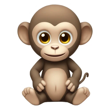 Light brown body, light blue eyes, baby monkey, jellycat stuffed animal sticker