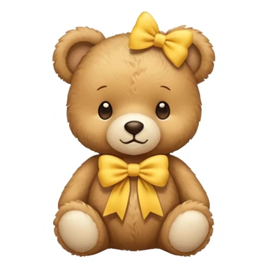 Cute flat-style teddy bear icon for infant daycare. wear a yellow bow in neck
 sticker