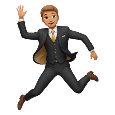a man in a formal suit jumps with joy sticker
