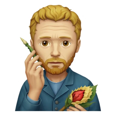 van gogh holding an ear in his hand sticker