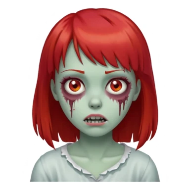 zombie girl, with red hair and bangs on forehead sticker