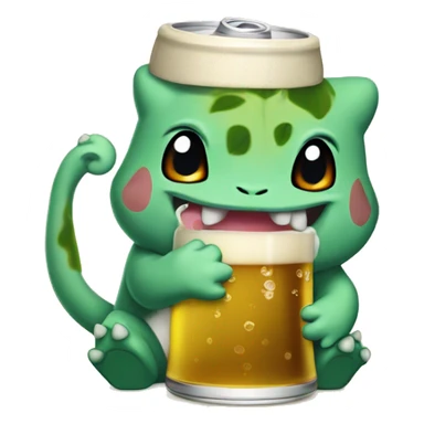 Bulbasaur drinking a beer sticker