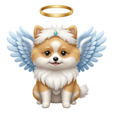 Pomeranian with angel wings and halo sticker