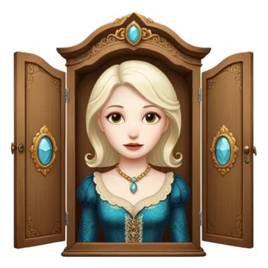 A character from the fairy tale Beauty and the Beast: the lady who was turned into a wardrobe by magic. She retains the wardrobe's original form and has an anthropomorphic face. sticker