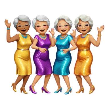 Grandmas dancing in disco party  sticker