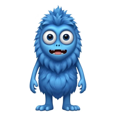 A skinny and lanky tall blue furry monster with a slightly triangular head put the top having a small curve going inward  sticker