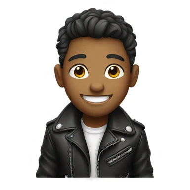 grinning boy in leather jacket sticker