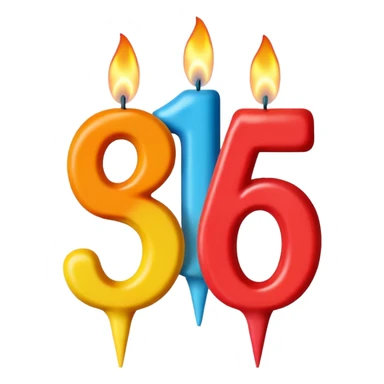 Birthday candles with the shape of the number 1 and 5 sticker