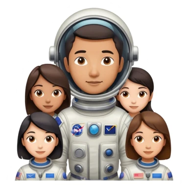 Girls around Asian man astronaut  sticker