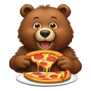 brown bear eating a pizza sticker