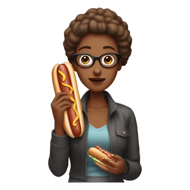 Woman eating hot dog with no bun sticker
