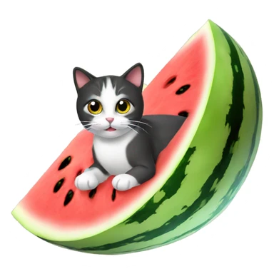 Cat on a watermellon sticker