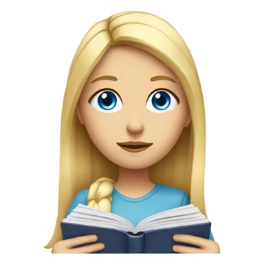 Blond girl blue eyes studying sticker