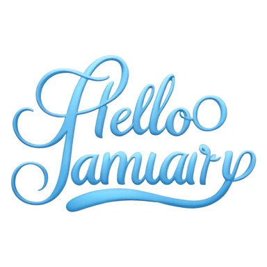 Light Blue “ hello January “ word in cursive sticker