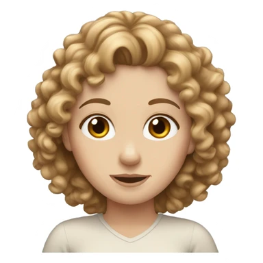 White girl with curly brown hair sticker