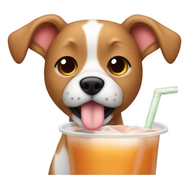 Dog drinking boba tea sticker