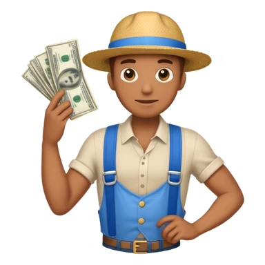 A Krab holding a wad of cash and wearing blue suspenders sticker