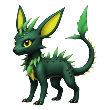 Dark Edgy Salandit-Leafeon-Umbreon-Fakémon-hybrid-creature (full body)  sticker