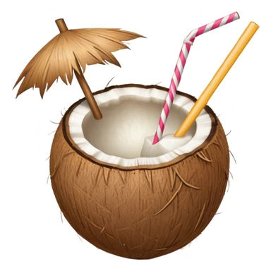 Straw in a coconut sticker