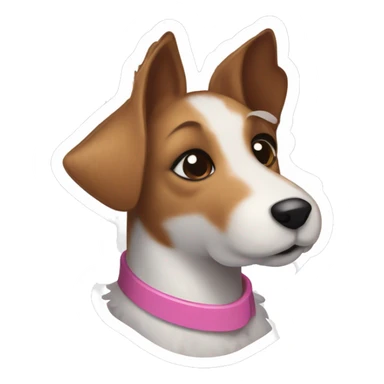  AI generated sticker of a female mini fox terrier with a pink collar, solid colour brown fur, inspired by the style of “Lady and the Tramp.” White outline around it sticker