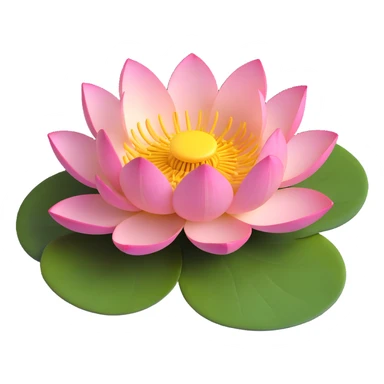 Detailed lotus flower with precise yellow seedpod center showing receptacle holes pattern, layered pink petals, and floating on botanically correct notched lotus leaf sticker