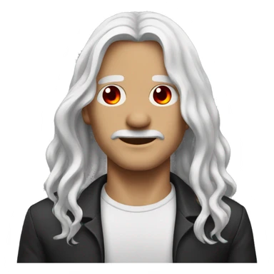 A man whit white long hair,red eyes,red stroke on both eyes sticker